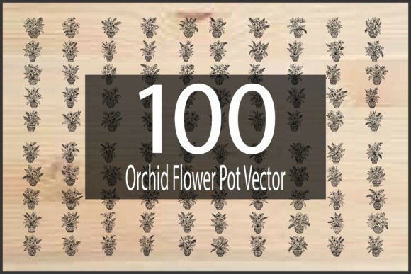 100O Rchid Flower Pot Vector