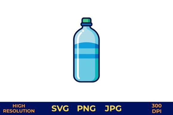 Blue Water Bottle Vector Design for Graphics and Freebies