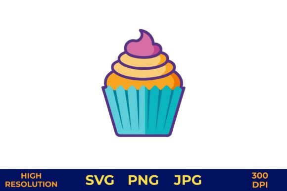 Cupcake Icon with Pink and Orange: Graphics for Local Business