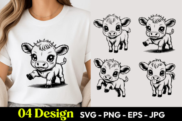 Cute Little Cow SVG PNG Graphics Freebies