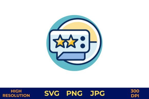 Feedback Icon with Stars and Speech: Graphics for Freebies