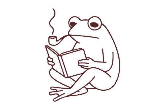 Free Funny Frog SVG Line Art Vector for Creative Design
