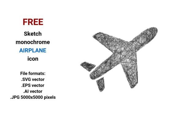 FREE Sketch Airplane Icon for Graphics and Freebies