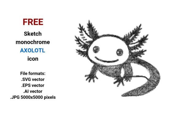 FREE Sketch Axolotl Icon for Graphics and Freebies