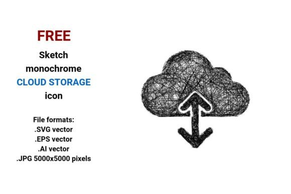 FREE Sketch Cloud Storage Icon Graphics