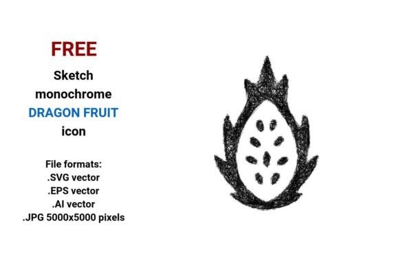 FREE Sketch Dragon Fruit Icon for Graphics and Freebies