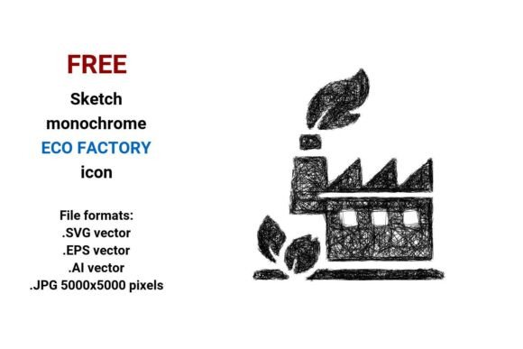 FREE Sketch Eco Factory Icon for Graphics and Freebies
