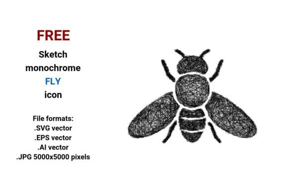 FREE Sketch Fly Icon for Graphics and Freebies