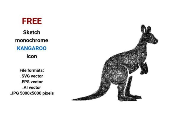 FREE Sketch Kangaroo Icon for Graphics and Freebies