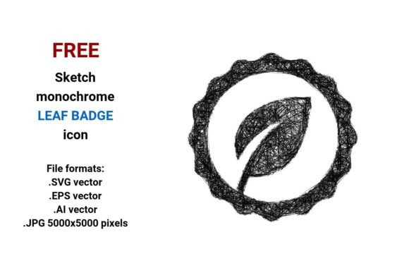 FREE Sketch Leaf Badge Icon Graphics
