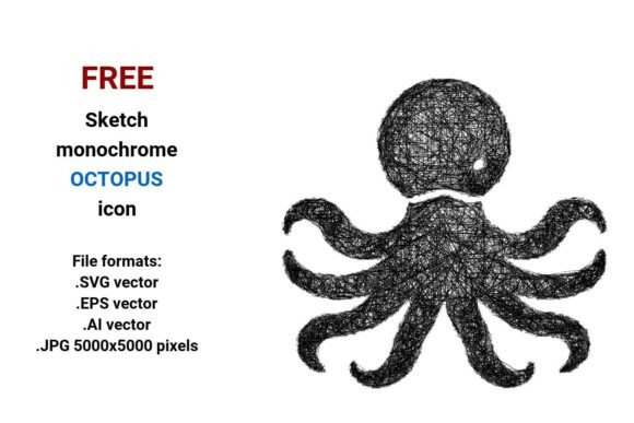 FREE Sketch Octopus Icon for Graphics and Freebies