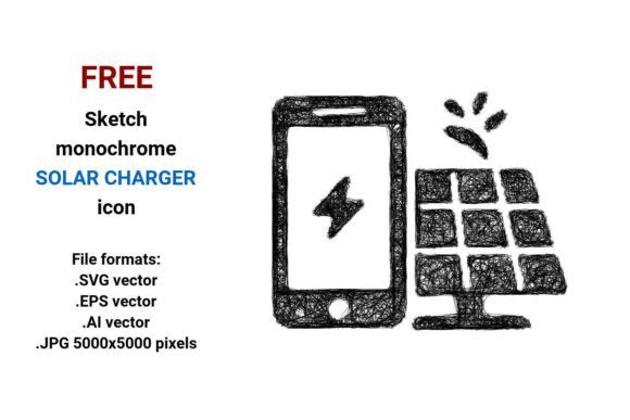 FREE Sketch Solar Charger Icon Graphics Freebies