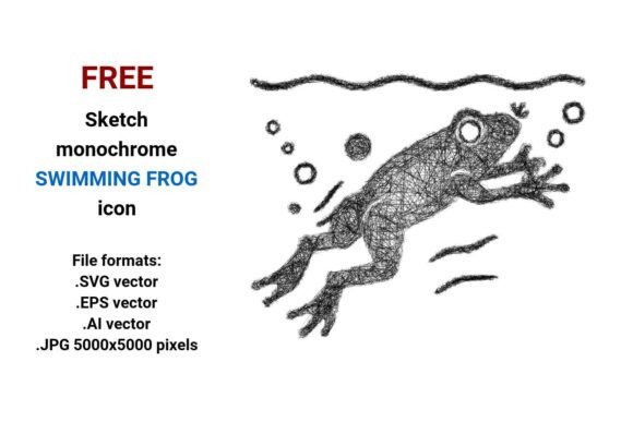 FREE Sketch Swimming Frog Icon for Graphics and Freebies