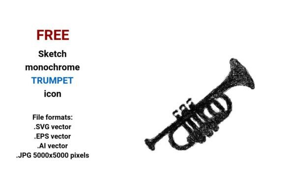 FREE Sketch Trumpet Icon for Graphics and Freebies