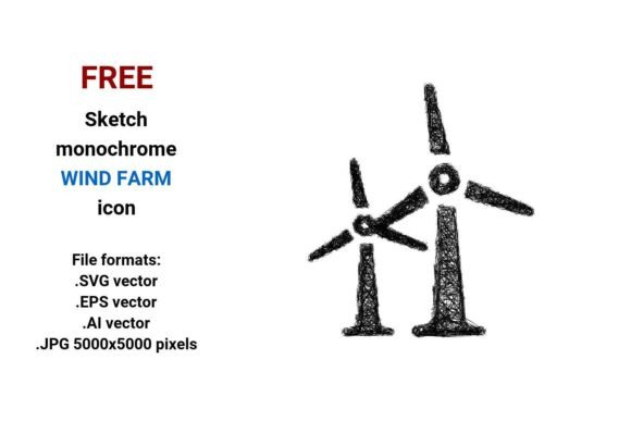 FREE Sketch Wind Farm Icon for Graphics and Freebies