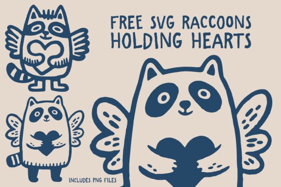 Free SVG Raccoons with Hearts