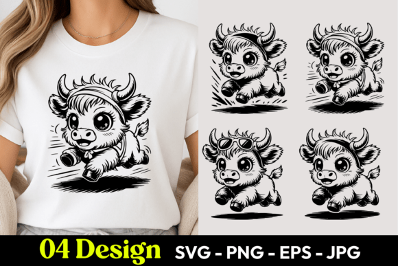 Funny Cow Cartoon SVG PNG Graphics Freebies