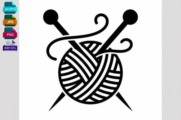 Knitting Ball Yarn Needles SVG Cut File