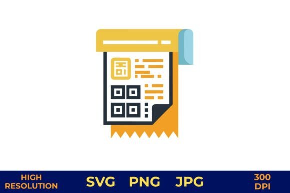QR Code Receipt Icon Vector for Digital Graphics