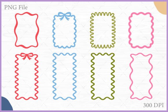 Squiggly Coquette Border Frame PNG Set