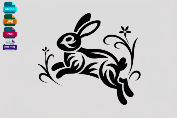 Tribal Bunny Rabbit Vector Art SVG: Graphics for Crafts